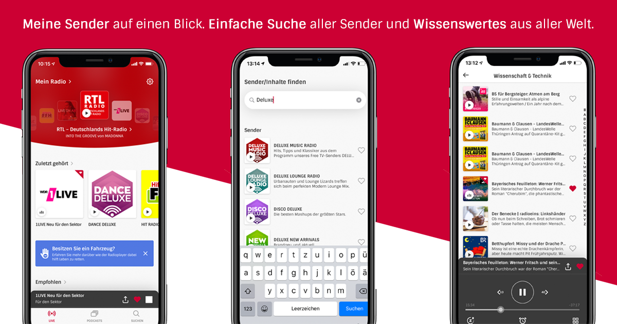 Kostenlose iPhone Radio App radioplayer.de